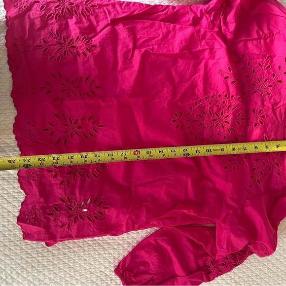 J.Crew Pink Mockneck Cotton Poplin with Embroidered Eyelet- - Picture 12 of 16